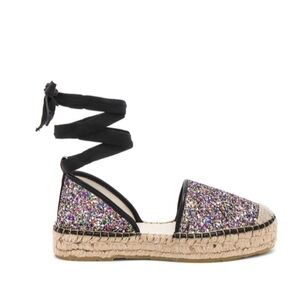 Free People Paradise Glitter Espadrilles Gladiator Lace Up Sandals
